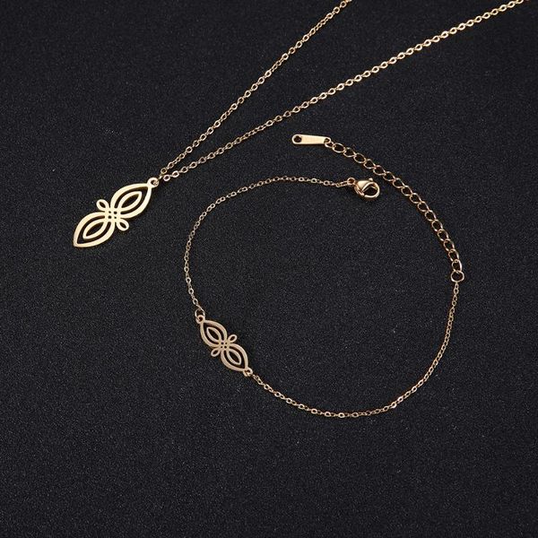

earrings & necklace cazador stainless steel geometric knot pattern pendant gold color charms bracelet jewelry sets for women gift wholesale, Silver