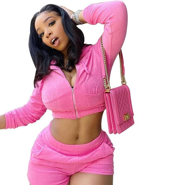 

women's tracksuits suits with shorts fresh and sweet hooded drawstring 2021 summer short long-sleeved casual solid color sports suit, Gray