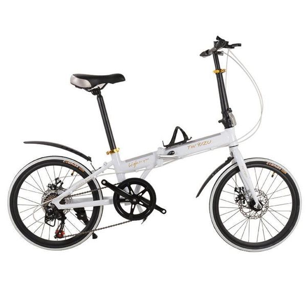 

new 20-inch 16 inch aluminum folding bikes seven-speed disc brake folding bicycles, children on their own white
