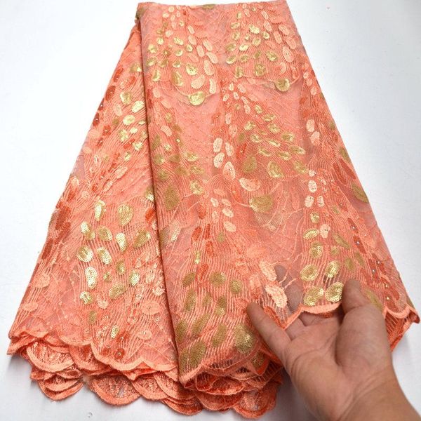 

ribbon folasade french net lace fabric latest african sequins with embroidery mesh nigerian tulle high quality, Pink;blue