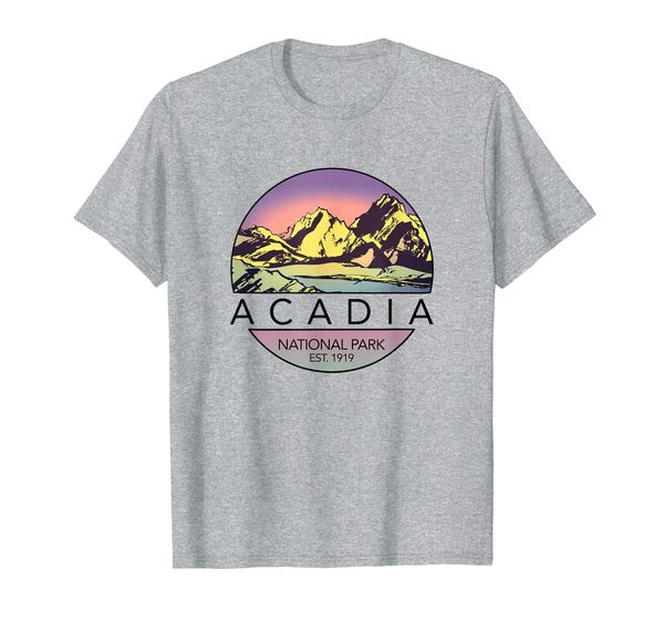 

retro vintage acadia shirt national parks tee shirt, White;black