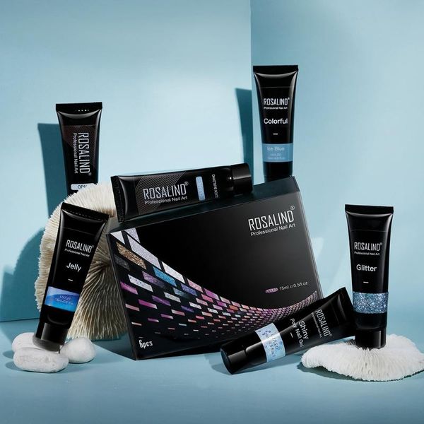 

nail gel 6pcs poly builder uv quick building tips finger extension 15ml nails art decorations manicure tool for salon home use, Red;pink