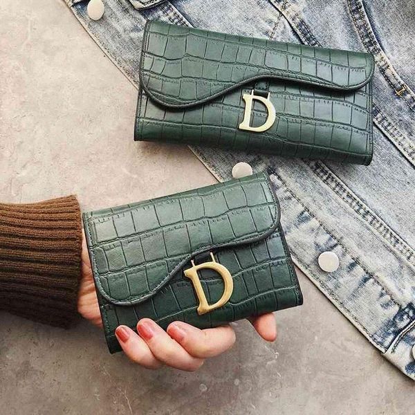 

high-quality fashion sheepskin card bag trend of the same saddle style card holder leather simple classic wallet [with box] dust bags i5pv#, Red;black