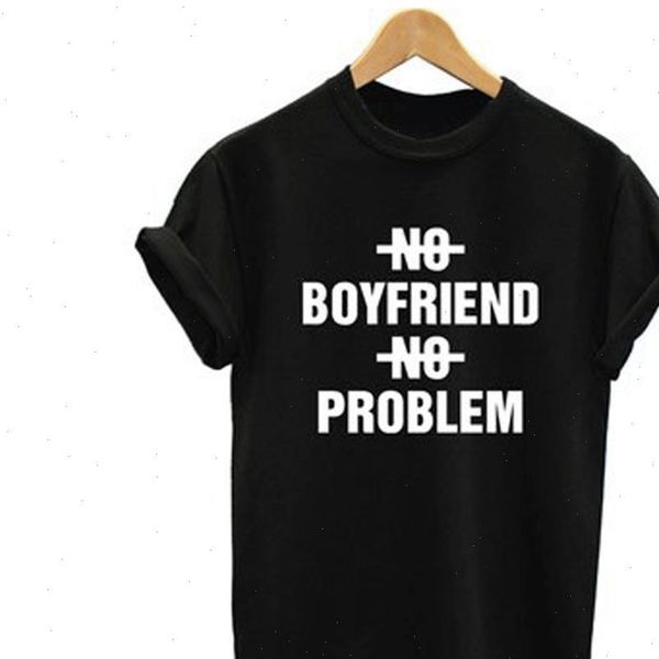 

no womens t shirts boyfriend problem letter print shirt women short sleeve o neck loose tshirt summer tee, White