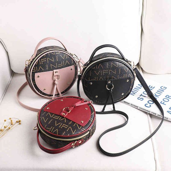 

handbag bag 2021 ladies s trend letter round single shoulder messenger women's, Black;red