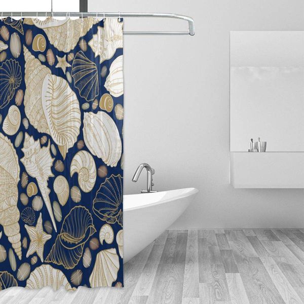 

waterproof shower curtain pretty seashell pattern bath room curtains set quick drying with 12 premium plastic hooks for bathroom