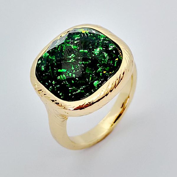 

wedding rings 2021 shining green ring gold color for women fashion jewelry statement anillos anel accessories mujer gift, Slivery;golden