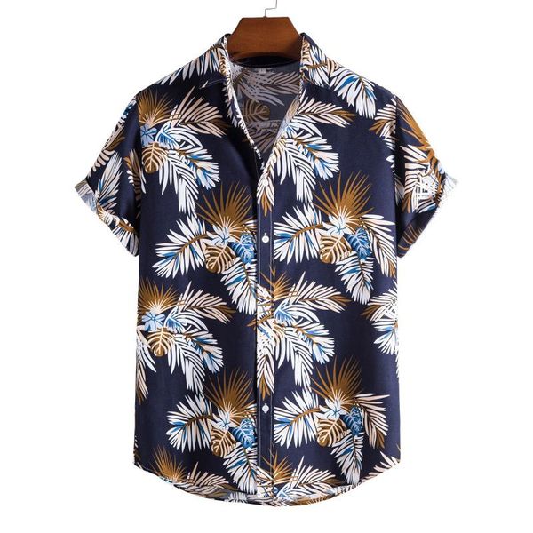 

men's casual shirts beach men summer vacation camisas para hombre coconut tree printed short sleeve button down hawaiian for -5xl, White;black