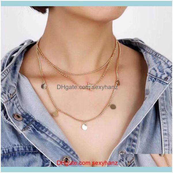 

& pendants jewelrysummer gold metal choker necklaces for women bohemian star pendant beads statement holiday party jewelry gift chokers drop, Golden;silver