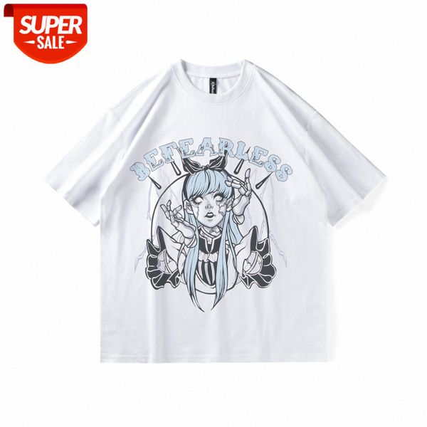 

summer befearle cartoon anime mechanical female print short-sleeved men and women the same t-shirt tide ins #iw5x, White;black