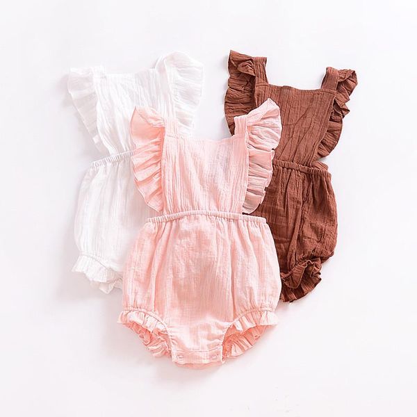 

halter lace-up multicolor infant jumpsuit summer born rompers 0-24 months children clothing baby girl romper clothes, Blue