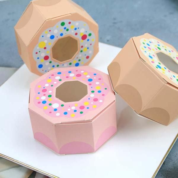 

gift wrap 6pcs donuts paper bags candy cookies packaging diy kraft boxes kids birthday party decoration wedding supplies