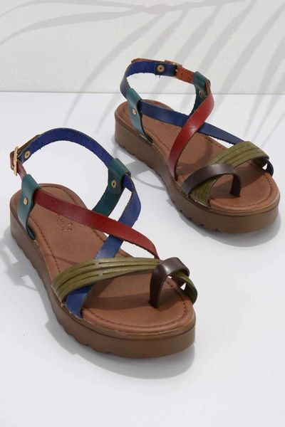 

sandals women's multi-color genuine leather k05908030203, Black