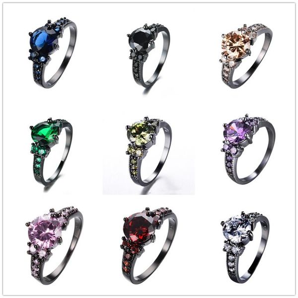 

cluster rings shiny crystal gun black ring trendy rhinestone wedding engagement finger band women jewelry valentine's day gift anillos, Golden;silver
