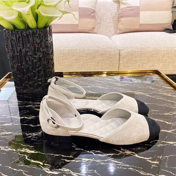 

prowow 2021 small fragrance show edge pattern flat sole single shoes leather color matching women's sandals, Black