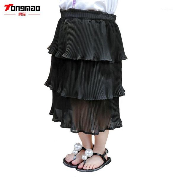 

skirts tongmao girls pleated cake princess skirt middle child spring summer super oceanic half-length net children's wear1, Blue