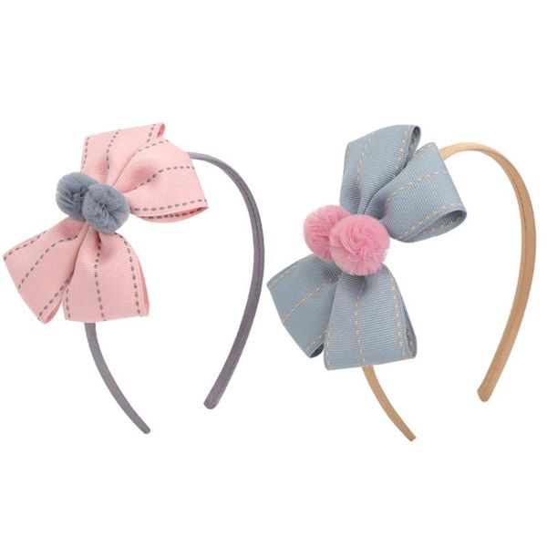 

hair accessories 1pcs pink bows fur ball hairbands princess boutique hairband girl headband, Slivery;white