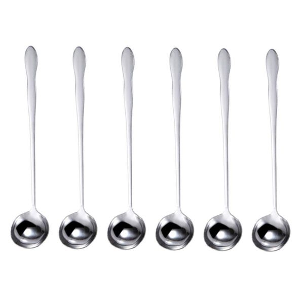 

spoons 6pcs stainless steel stirring long gourd-shaped handle spoon round head ice (20cm)