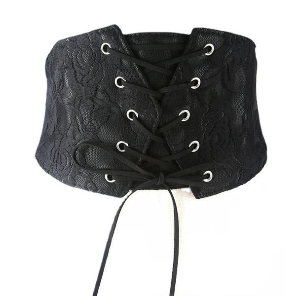 

belts lace waistband women leather waist band ruffled waistbelts bandage width elastic girdle decorative dress black cummerbunds, Black;brown