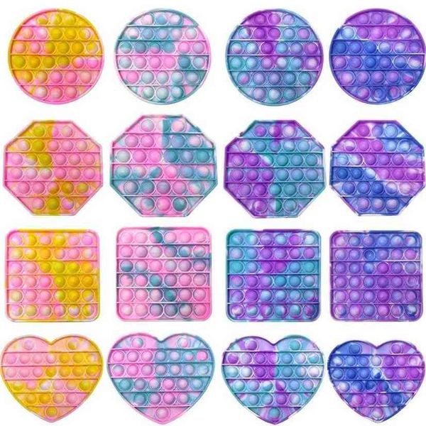 

50pcs/dhl camouflage tie dye fidget board game semsory poppet bubble popper toys anti anxiety finger squeeze push bubblespopping puzzle chri
