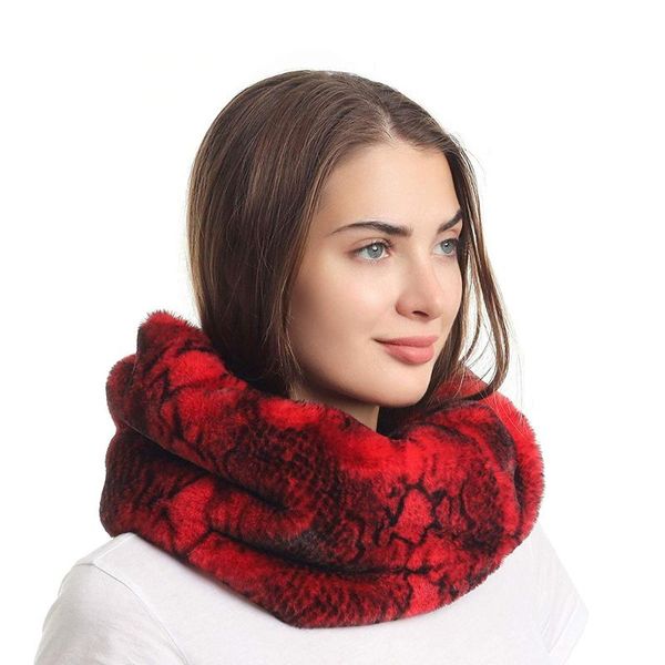 

cycling caps & masks women's winter snakeskin print faux fur infinity scarf warm neck warmer scarfs, Black