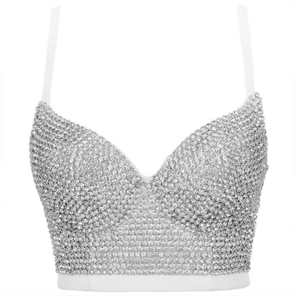 

women's swimwear women glitter rhinestone push up bra bustier underwire camisole punk corset, White;black