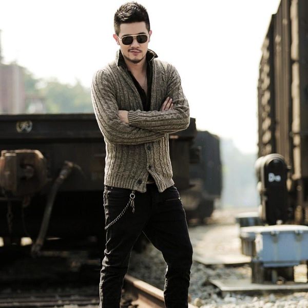 

men's sweaters spring mens slim fit knitwear sweater cardigan casual single breasted knitted outwear coat streetwear sueter hombre card, White;black