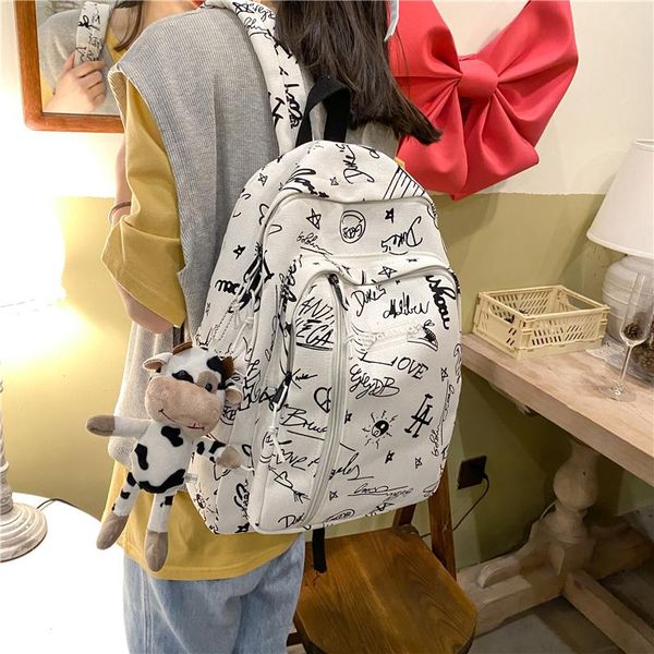 

backpack enopella fashion canvas women teenage girl bookbag students schoolbag female travel mochila high school laprucksack