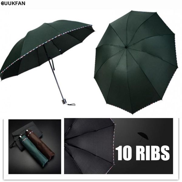 

fully-automatic three folding male commercial compact large strong frame windproof 10ribs gentle black umbrellas