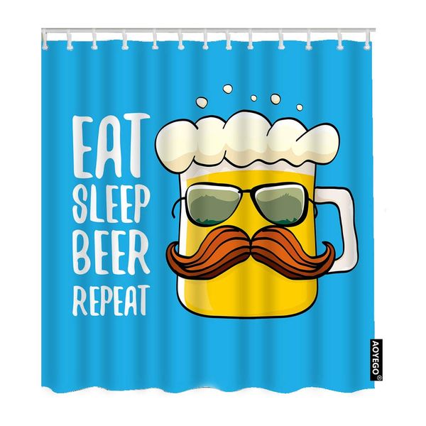

beer bathroom curtains funny mug with bubble word eat sleep beer repeat sunglasses beard shower curtains 72x84 inch home long