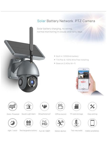 

cameras wifi 1080p outdoor security charge battery wireless pir motion detection two way audio sound light alarm solar ptz camera camer