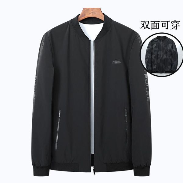 

spring 2021 men's fattening plus size double sided baseball collar jacket fat fashion trend jackets, Black;brown