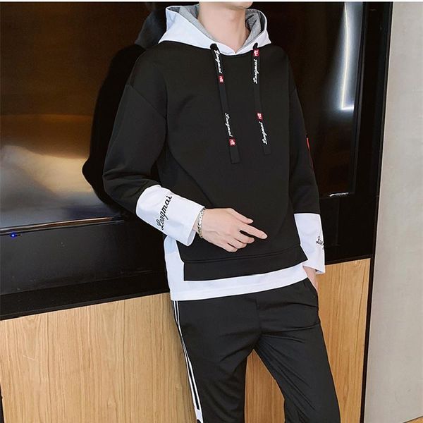 

men's hoodies & sweatshirts lovers autumn/winter pure color patchwork school style letter clash cotton hoodie my hero academia men, Black
