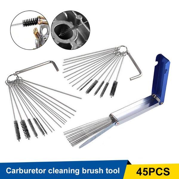 

car sponge 45pcs carburetor carbon dirt jet remover needle brush cleaning tool with 32pcs wire 13pcs brushes for motorcycle atv