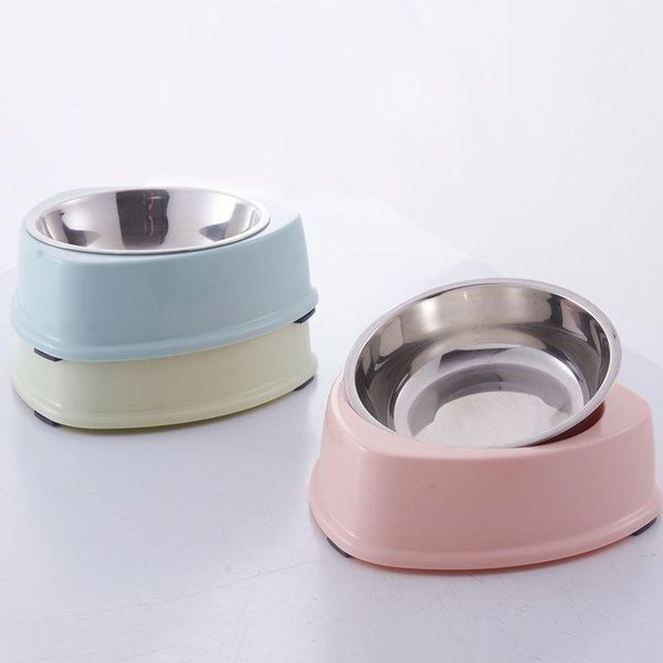 

dog bowls & feeders triangle pet bowl cat food bowls,stainless stell plastic double-deck dual purpose water non-slip basin pets product