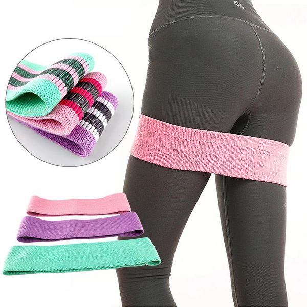 

resistance bands fitness long workout fabric set exercise elastic booty 7-color thickened cotton hip loop pull.