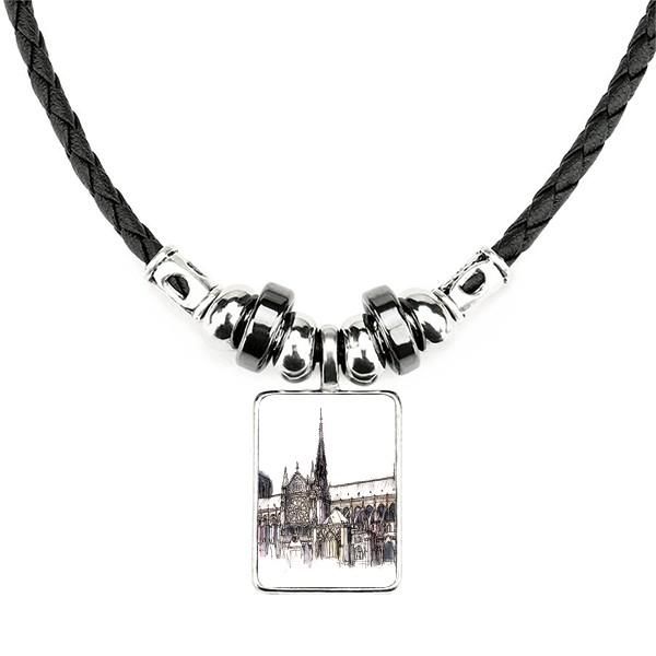 

pendant necklaces notre-dame de in paris france necklace handmade leather rope, Silver