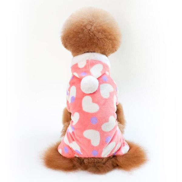 

dog apparel coral fleece warm overalls for dogs winter jumpsuit clothes heart puppy custome pajamas clothing kombinezon dla psa