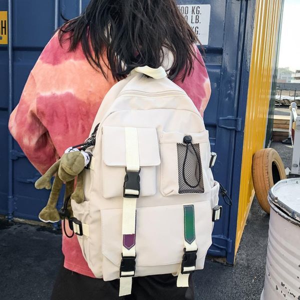 

large capacity students backpack korean multi-pocket reflective article schoolbag fashion insert buckle women travel bag