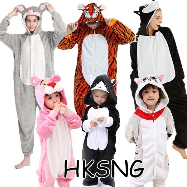 

hksng kids baby kigurumi animal unicorn bla cat onesie rabbit panda pajamas flannel cartoon party costumes jumpsuits zipper, Black;red