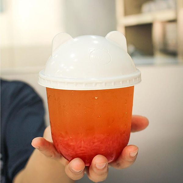 

disposable cups & straws 50pcs net red u shape cute plastic birthday party favors drinking juice bubble tea coffee cup pudding dessert with