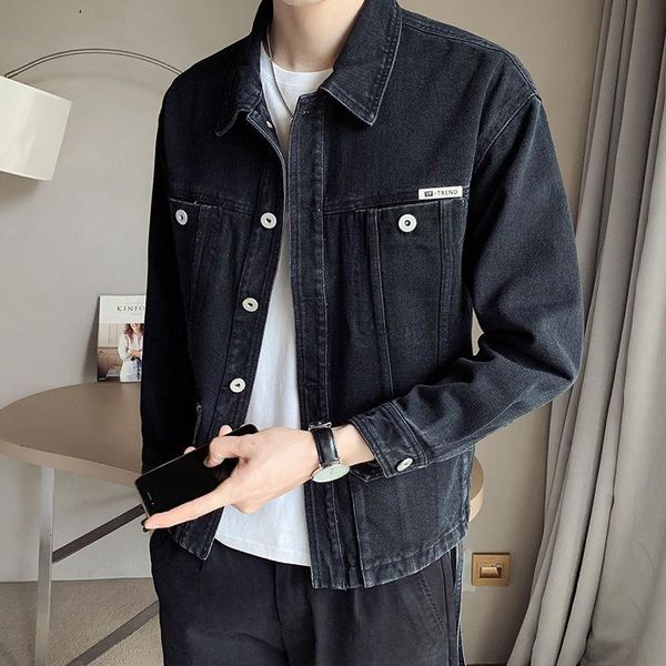 

men's jackets style autumn denim jacket casual coat fashion, Black;brown