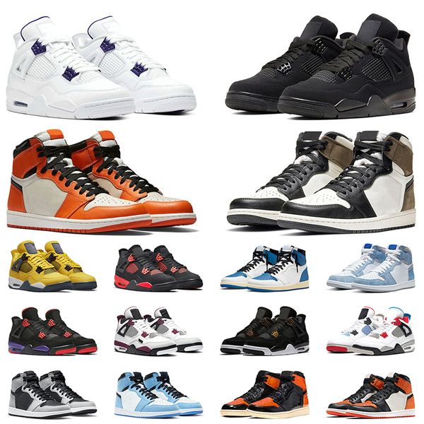 

purple metallic basketball shoes men retro backboard women 4s university blue black cat 1s hyper royal men obsidian bred toe trainer sports, White;red