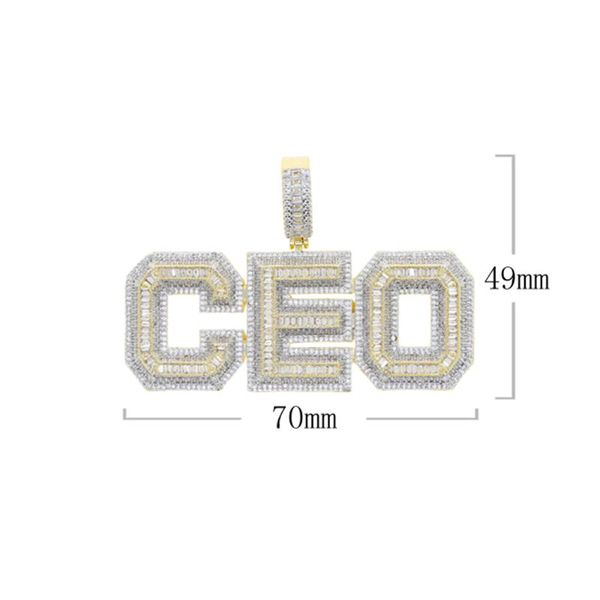 

chains iced out hip hop women men heavy letter ceo pendant necklace with full 5a cz paved rope chain necklaces for rock punk jewelry, Silver