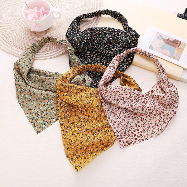 

hair accessories style floral elastic band thin cloth headscarf triangle scarf headscarves women