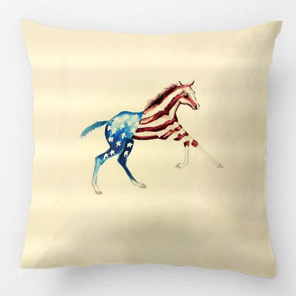 

american patriotic horse filly red white blue throw pillow case decorative cushion cover pillowcase customize gift for sofa seat cushion/dec