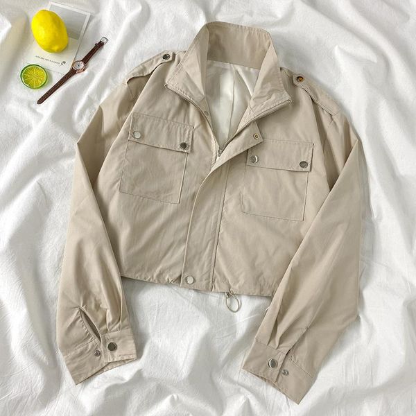 

women's jackets autumn cargo for women coats and jacket woman clothes black white spring kurtka damska tn2681, Black;brown