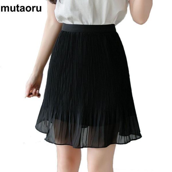 

skirts 2021 women summer pleated casual high waist a line womens elegant korean clothes black mini short skirt