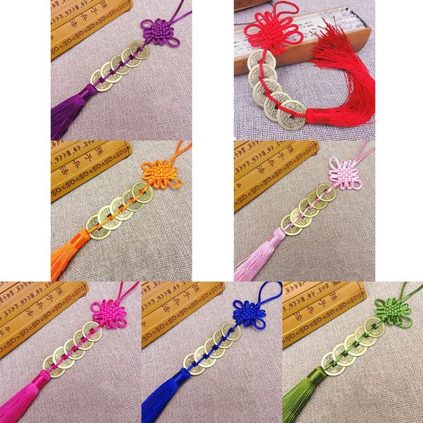 

interior decorations 1pc chinese knot feng shui wealth success copper coins lucky charm gourd pendant home car decor