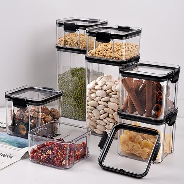 

storage bottles & jars dry food container plastic stackable kitchen refrigerator noodle box multigrain tank transparent sealed